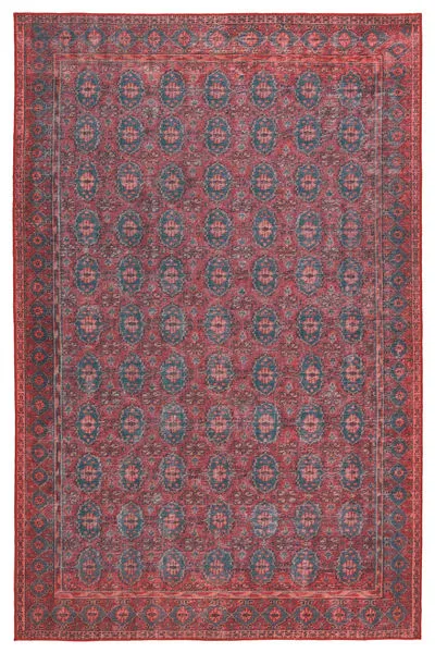 Product Image 3 for Kalinar Damask Dark Red/ Blue Rug from Jaipur