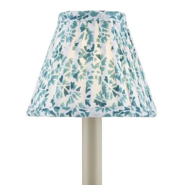 Product Image 1 for Block-Print Green Pleated Chandelier Shade from Currey & Company