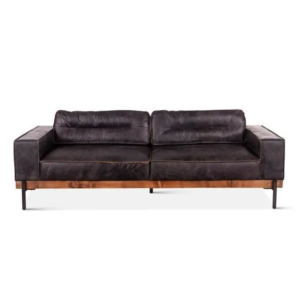 Product Image 3 for Chiavari Distressed Antique Ebony Leather Sofa from World Interiors