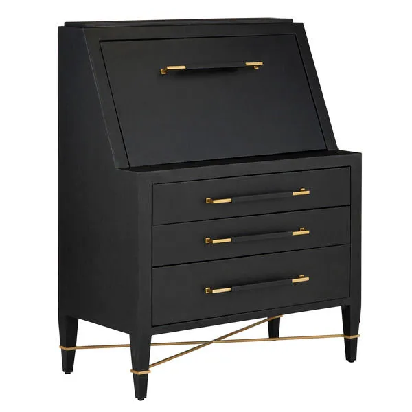 Product Image 1 for Verona Black Secretary Desk from Currey & Company