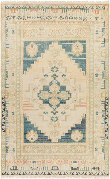 Product Image 1 for Anadolu Hand-Knotted Teal / Cream Rug - 10' x 14' from Surya
