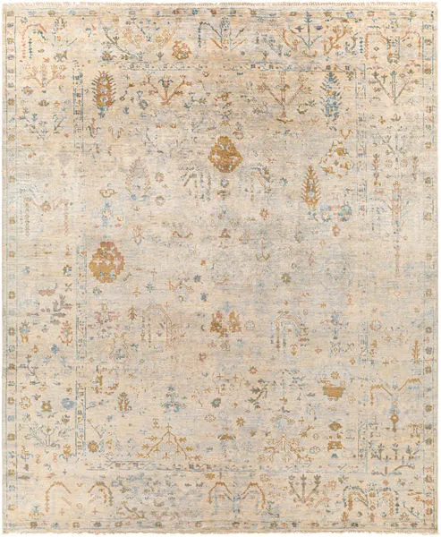 Product Image 1 for Theodora Hand-Knotted Mustard / Blue Rug - 8' x 10' from Surya