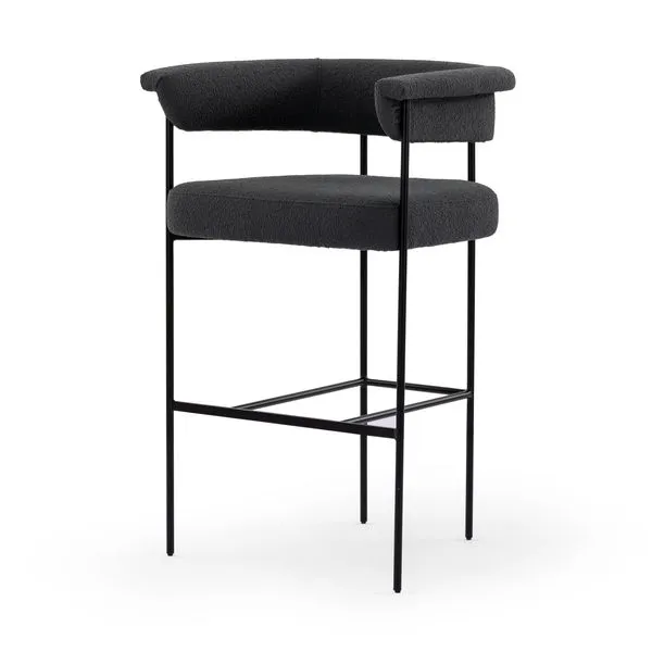 Product Image 1 for Carrie Fiqa Boucle Black Bar Stool from Four Hands