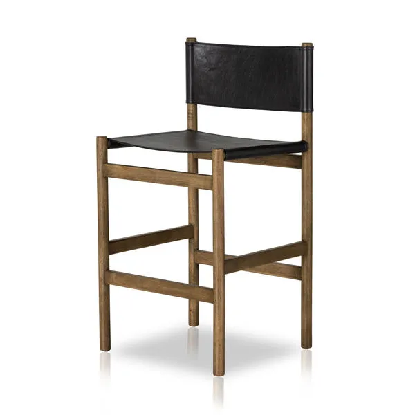 Product Image 1 for Kena Leather Black Counter Stool from Four Hands