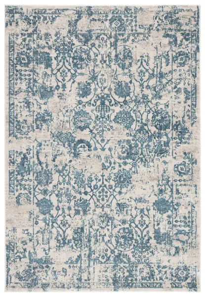 Product Image 2 for Clara Floral Silver/ Blue Rug from Jaipur