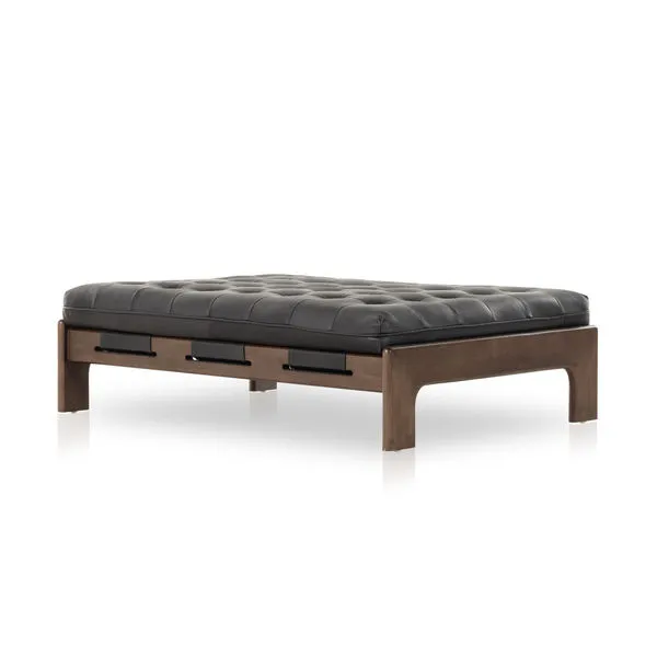 Product Image 1 for Halston Top Grain Leather Cocktail Ottoman - Heirloom Black from Four Hands