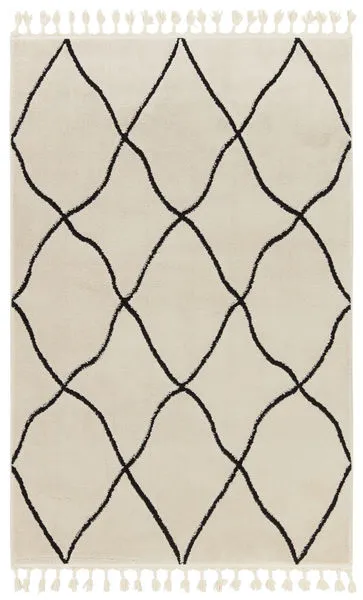 Product Image 1 for Treble Moroccan Trellis Ivory/ Black Rug - 5' x 7' from Jaipur