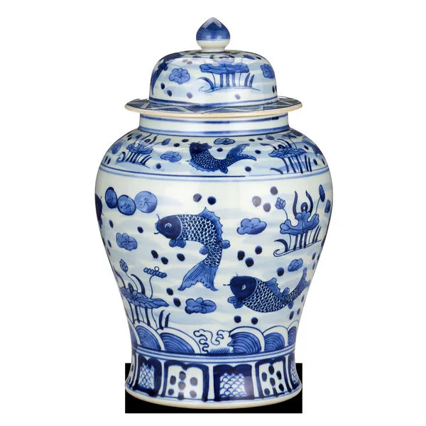 Product Image 1 for South Sea Blue & White Temple Jar from Currey & Company