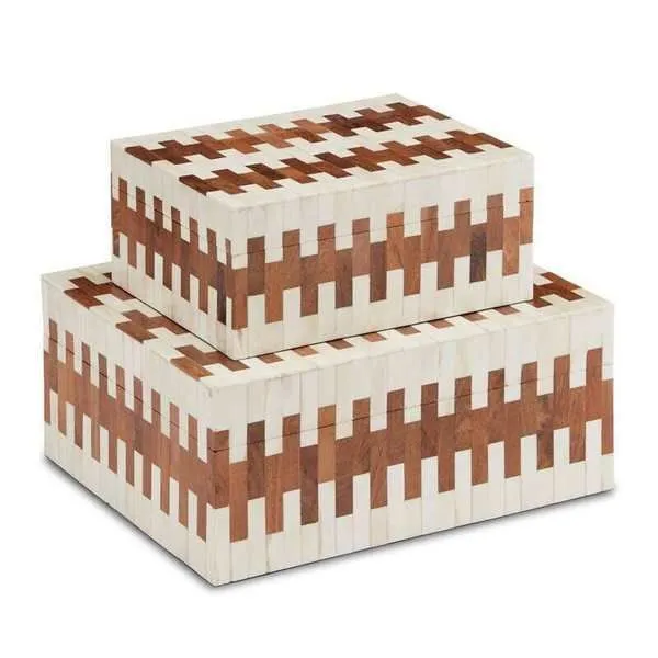 Product Image 1 for Tia Wood & Bone Box, Set of 2 from Currey & Company