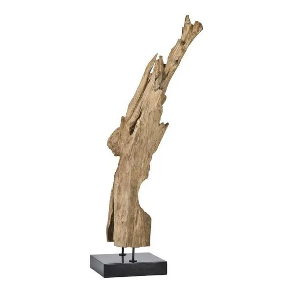 Product Image 3 for Natural Teak Wood Sculpture On Black Marble Stand from Moe's