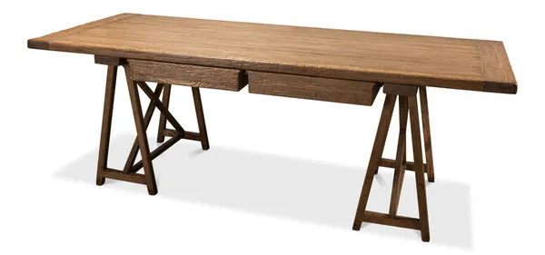 Product Image 3 for Sawhorse Desk Natural Polished Old Pine from Sarreid Ltd.
