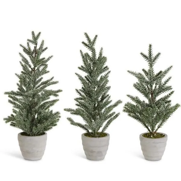 Product Image 1 for Maple Snowy Pine Trees in Cement Pots, Set of 3 from K&K Interiors