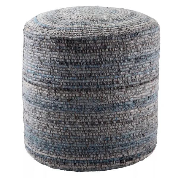 Product Image 2 for Duro Stripes Light Blue/ Gray Cylinder Pouf from Jaipur