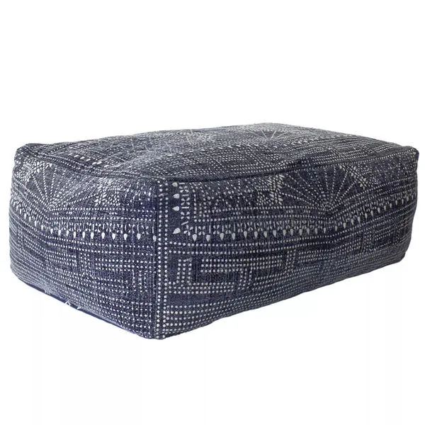 Product Image 2 for Indigo Batik Pouf, Rectangle Indigo Batik from Homart