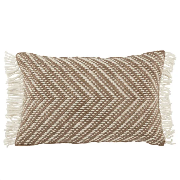 Product Image 3 for Odessa Chevron Taupe/ Ivory Indoor/ Outdoor Lumbar Pillow from Jaipur