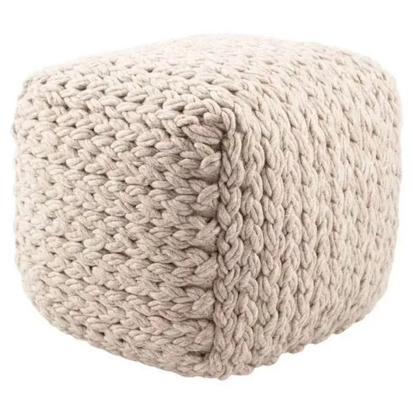Product Image 1 for Kyran Cream Textured Square Pouf from Jaipur