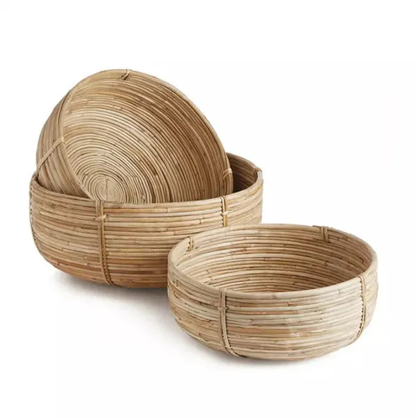 Product Image 2 for Cane Rattan Low Baskets, Set Of 3 from Napa Home And Garden