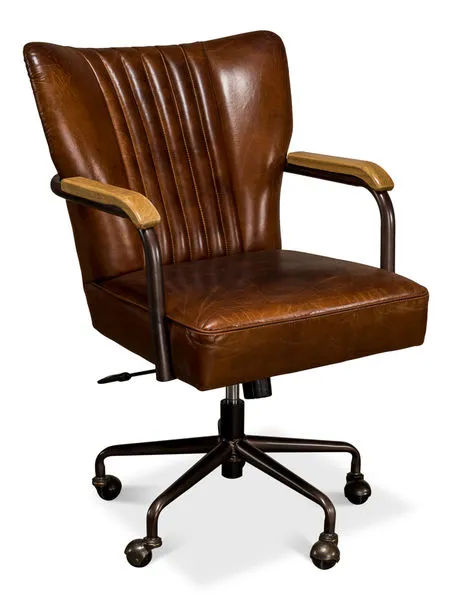 Product Image 3 for Parker Office Chair Vintage Cigar Lthr from Sarreid Ltd.