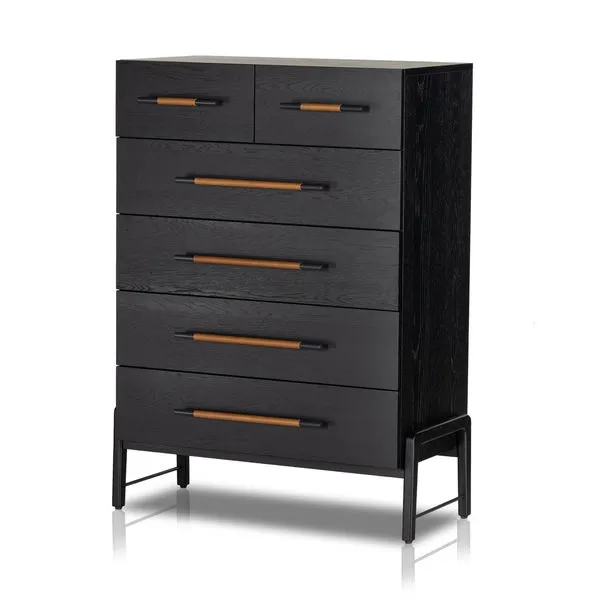 Product Image 1 for Rosedale 6-Drawer Tall Oak Dresser - Ebony Oak Veneer from Four Hands