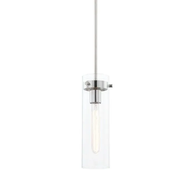 Product Image 1 for Haisley Small Silver Clear Glass Cylinder Pendant Light from Mitzi