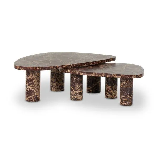 Product Image 15 for Zion Merlot Marble Coffee Table Set from Four Hands