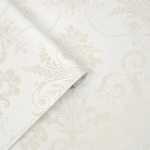 Product Image 1 for Laura Ashley Josette White Damask Shimmer Wallpaper from Graham & Brown