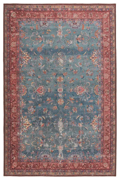 Product Image 7 for Yasha Floral Blue/ Red Rug from Jaipur