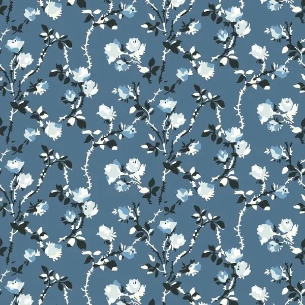Product Image 1 for Rose Thorns Blue Salt Premium Matte Wallpaper from Mitchell Black