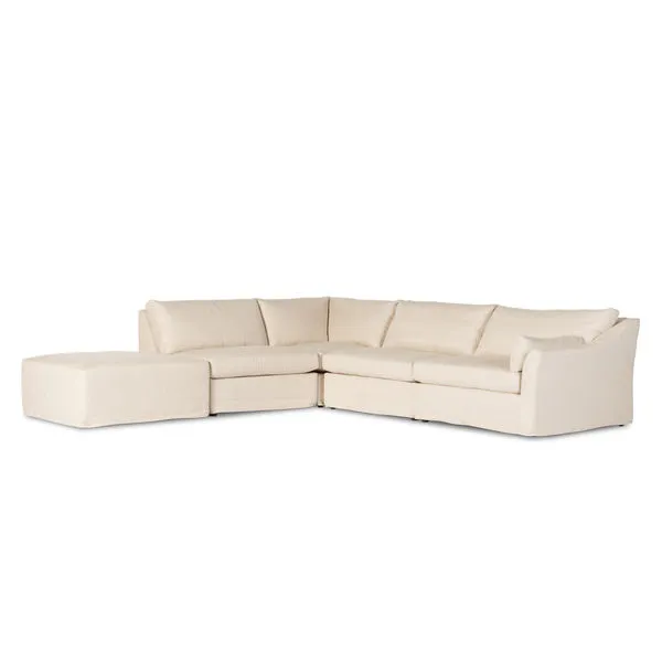 Product Image 1 for Delray 4 Piece Slipcover Sectional With Ottoman from Four Hands