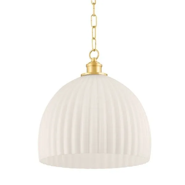 Product Image 1 for Hillary Large Aged Brass Fluted Pendant Light from Mitzi