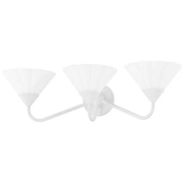 Product Image 1 for Kelsey 3-Light Modern Curved Textured White Bath Light from Mitzi