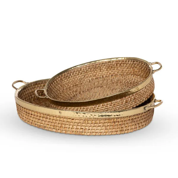 Product Image 4 for Amelia Woven Bamboo and Brass Oval Tray, Set of 2 from Park Hill Collection
