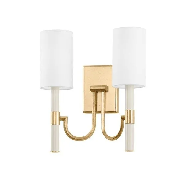 Product Image 1 for Gustine 2 Light Vintage Gold Leaf Wall Sconce from Troy Lighting