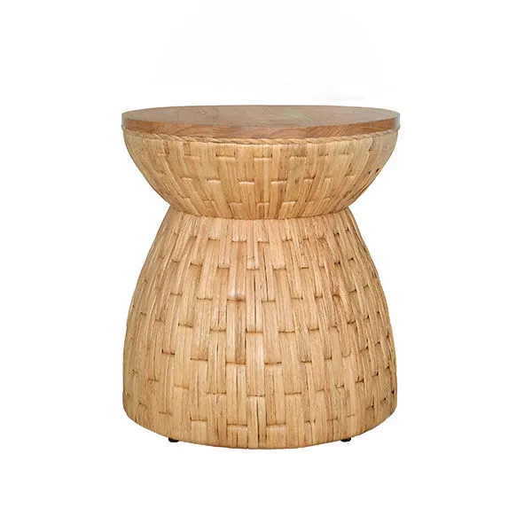 Product Image 1 for Fiji Round Occasional Table With Water Hyacinth Weave And Mindi Wood Top from Worlds Away