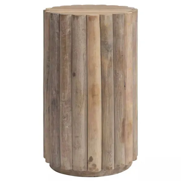 Product Image 5 for Small Reeded Reclaimed Wood Pedestal Table from Creative Co-Op