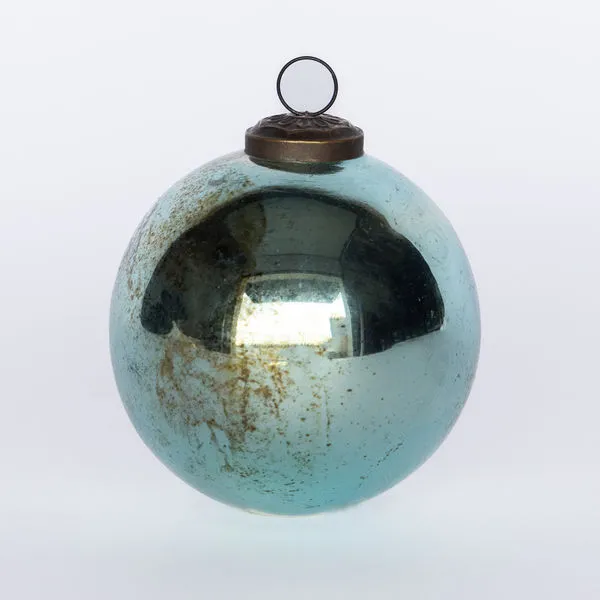 Product Image 4 for Shelby Antique Shiny Medium Blue Glass Ball Ornament, Set of 4 from Park Hill Collection