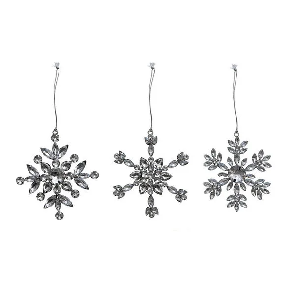 Product Image 1 for Odette 5" Acrylic Jewel Snowflake Ornament, Set of 3 from Creative Co-Op