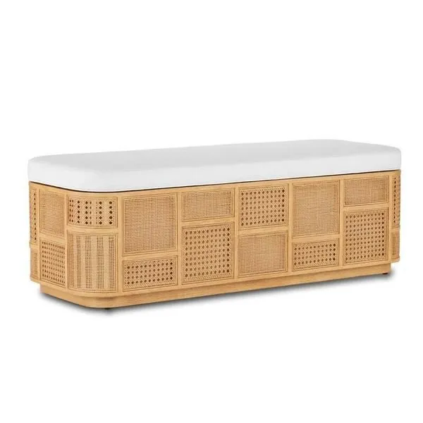 Product Image 1 for Anisa Patchwork Rattan Storage Bench from Currey & Company