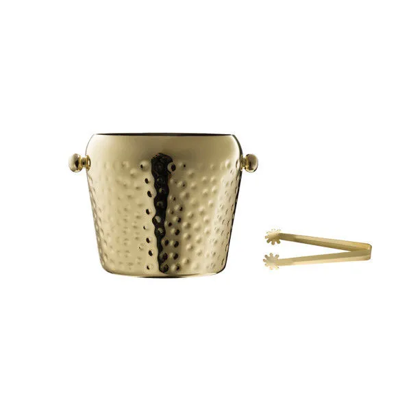 Product Image 2 for Gold Hammered Ice Bucket With Tongs from Creative Co-Op