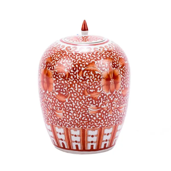 Product Image 1 for Coral Red Twisted Lotus Ginger Jar from Legend of Asia