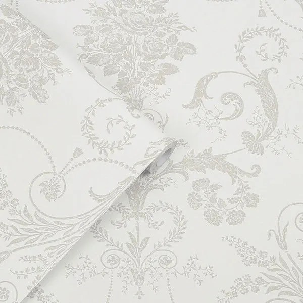 Product Image 1 for Laura Ashley Josette Dove-Grey and White Damask Wallpaper from Graham & Brown
