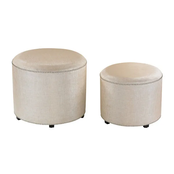 Product Image 1 for Set Of 2 Cream Metallic Linen Ottoman from Elk Home