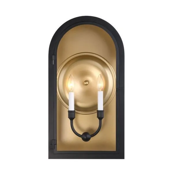 Product Image 1 for Grotto 2-Light Outdoor Wall Lantern in Matte Black with Vintage Gold from Savoy House