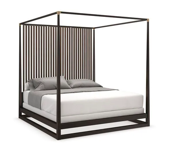 Product Image 1 for Black Wood Modern Queen Pinstripe Bed from Caracole