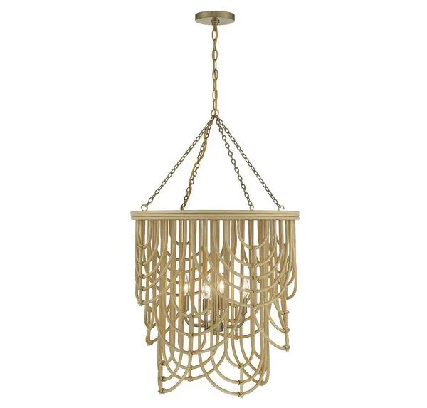 Product Image 5 for Bremen 4 Light Warm Brass With Natural Rattan Pendant from Savoy House
