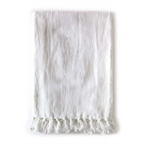 Product Image 1 for Montauk Linen Throw Blanket - White from Pom Pom at Home