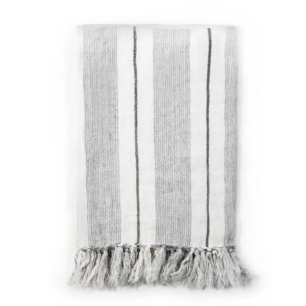 Product Image 1 for Laguna Linen Throw Blanket - Grey / Charcoal from Pom Pom at Home
