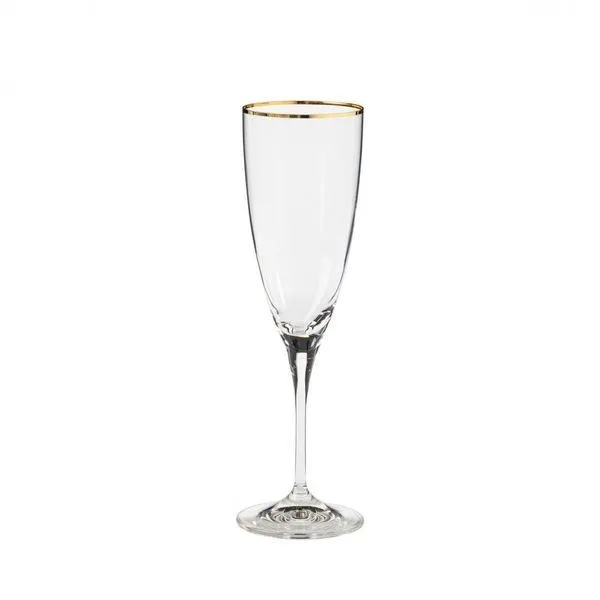 Product Image 1 for Sensa Glassware Flute, Set of 6 - Clear with Golden Rim from Casafina