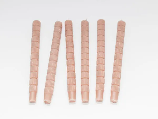 Product Image 1 for Maddison 10 1/4" Unscented Khahki Sculpted Stripe-Textured Taper Candles, Set of 6 from Creative Co-Op