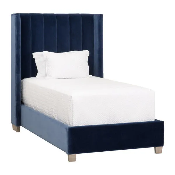 Product Image 1 for Chandler Blue Velvet Twin Bed from Essentials for Living